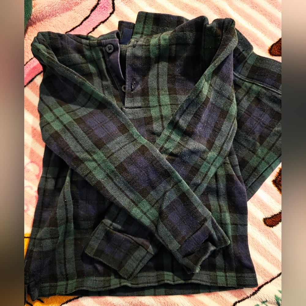 Plaid Flannel Shirt in Blue and Green